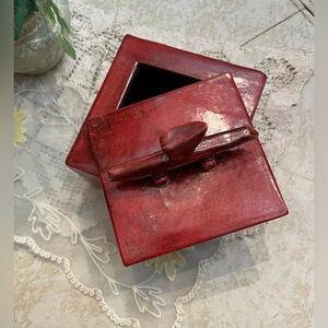 Japanese Red Raku-Fired Treasure Ceramic Treasure/Keepsake Box w Lid - DerRig